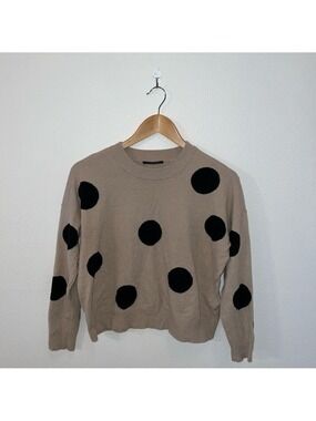 T Tahari Brown And Black Polka Dot Long Sleeve Shirt Size XS